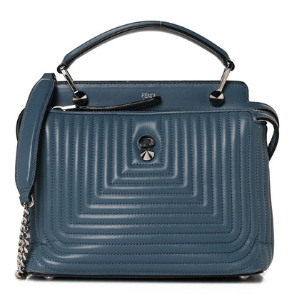 Fendi Shiny Nappa Trapuntata Small DotCom Click Top Handle Chain Satchel Blue 1 of 8