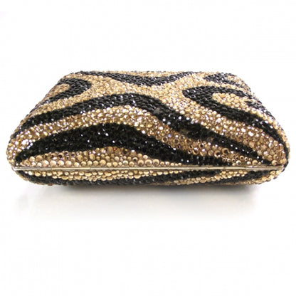 Judith Leiber Swarovski Crystal Minaudiere Clutch Black and Gold 4 of 7