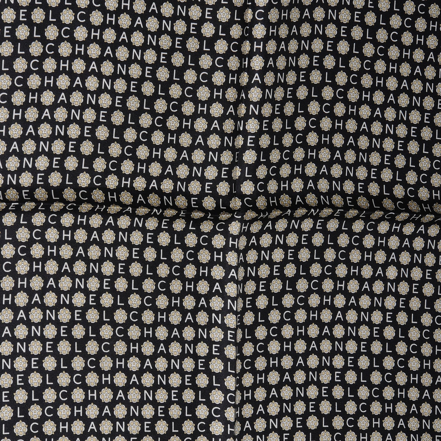 Silk CC Logo Camellia Scarf Black