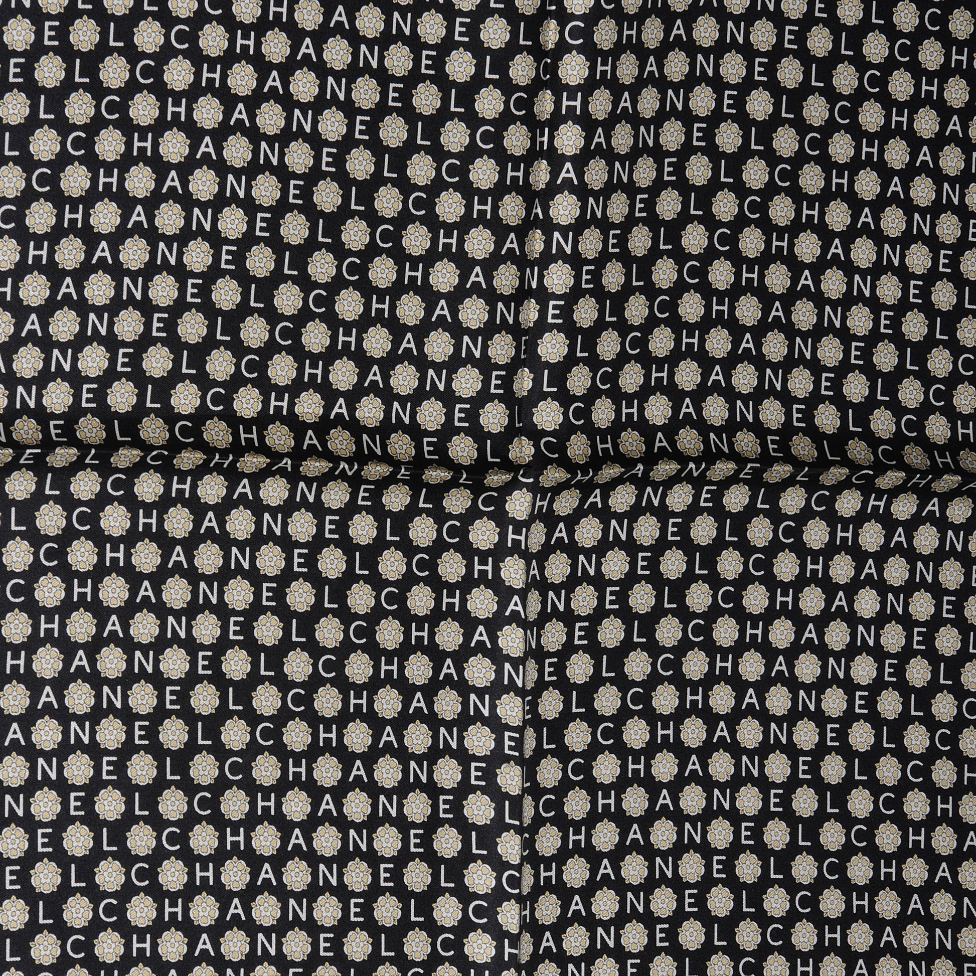 Chanel Silk CC Logo Camellia Scarf Black 1 of 2