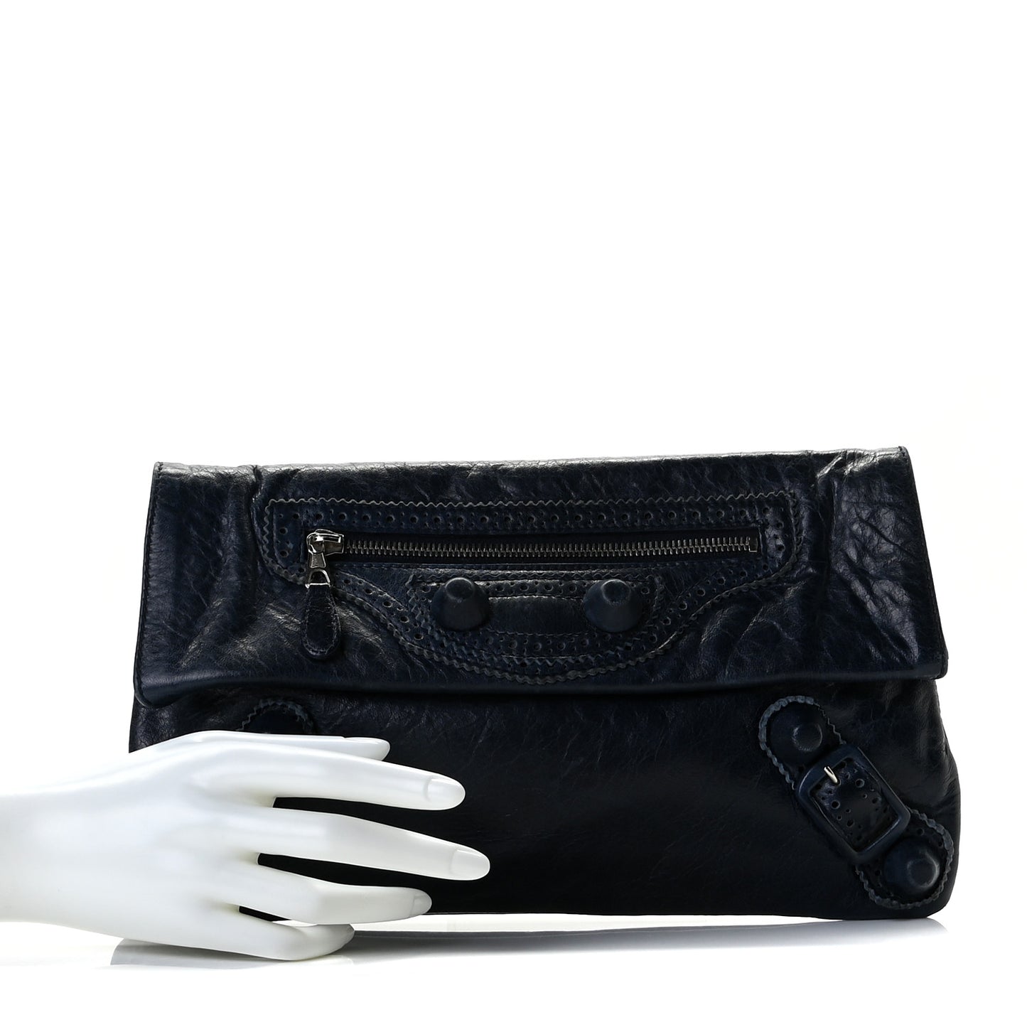 Agneau Giant Brogues Hardware Envelope Clutch Marine