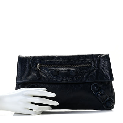 Balenciaga Agneau Giant Brogues Hardware Envelope Clutch Marine 2 of 10