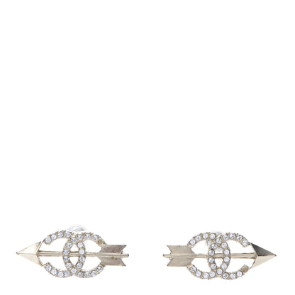 Chanel Metal Crystal CC Arrow Earrings Gold 1 of 8
