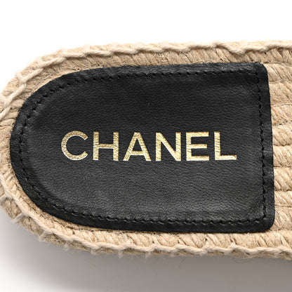 Chanel Wool Laminated Lambskin CC Slide Sandals 37 Black Gold 6 of 9