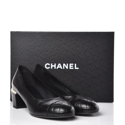 Chanel Lambskin Pearl Cap Toe Pumps 38.5 Black 10 of 10