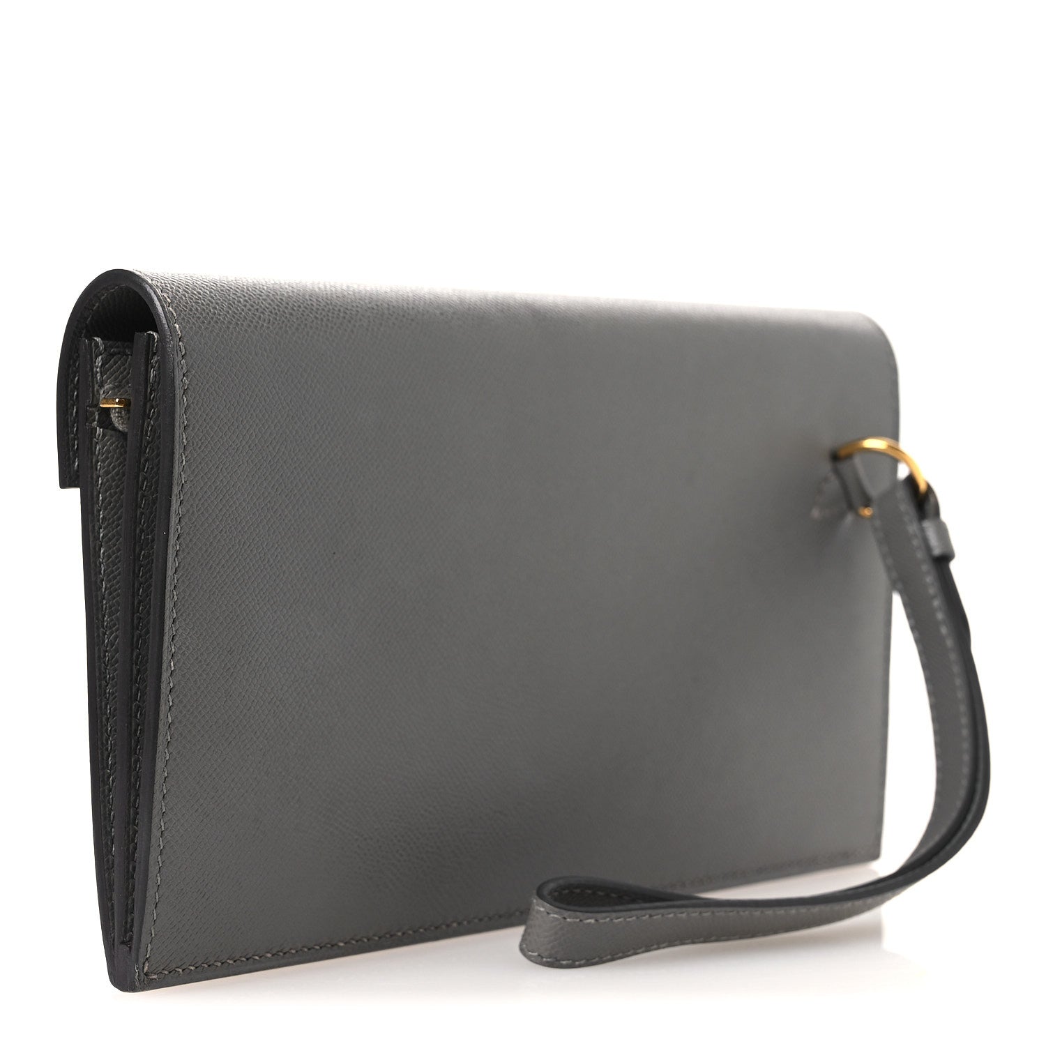 Hermes Madame Calfskin Kelly Pocket Long Wallet Gris Meyer 3 of 10