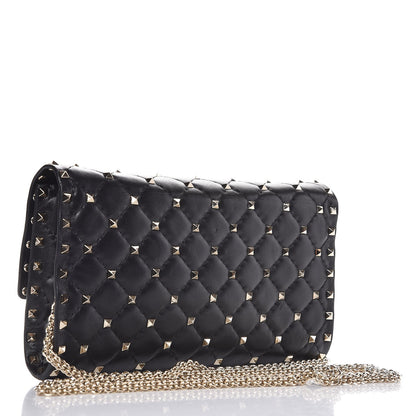 Valentino Garavani Lambskin Rockstud Spike Wallet on Chain Black 8 of 11