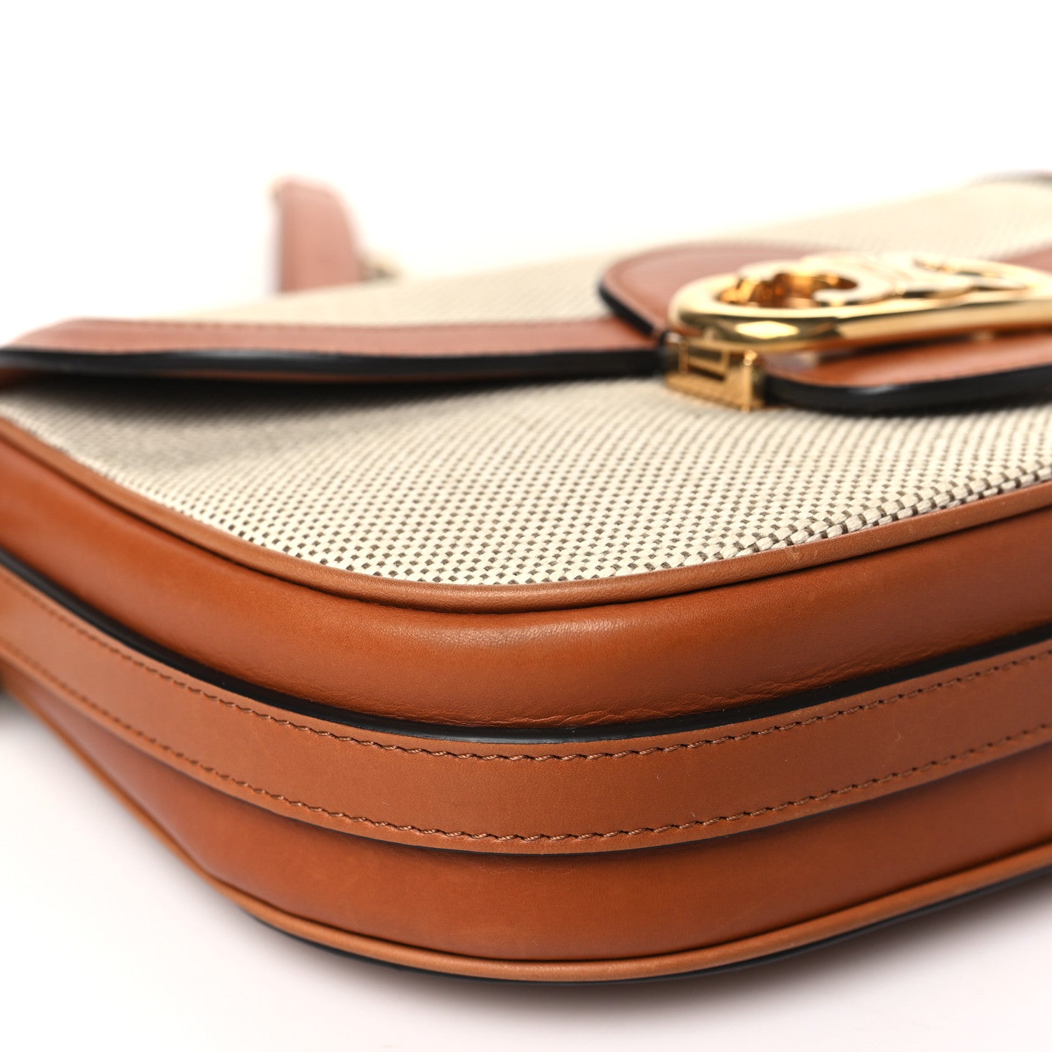 Celine Textile Natural Calfskin Medium Chain Maillon Triomphe Tan White 9 of 10
