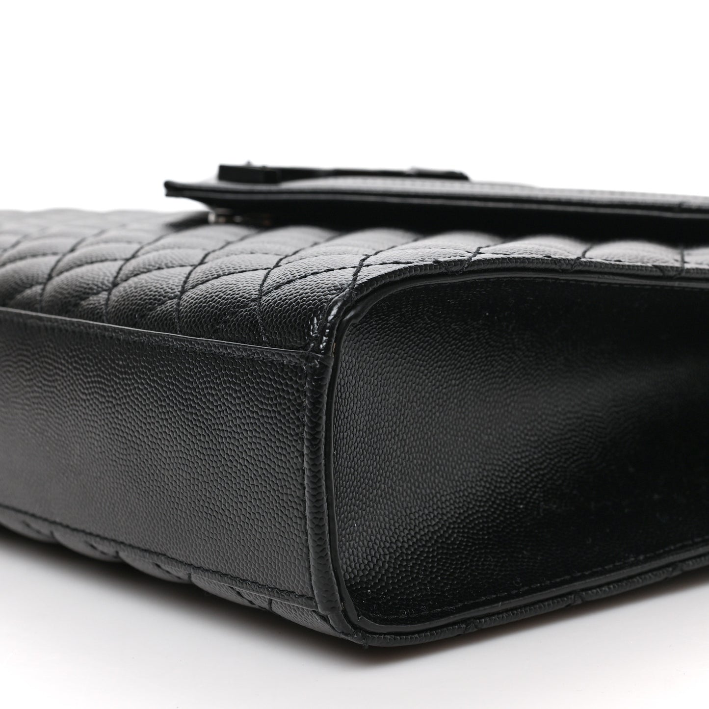 Grain De Poudre Textured Mixed Matelasse Large Triquilt Monogram Monochrome Satchel Black