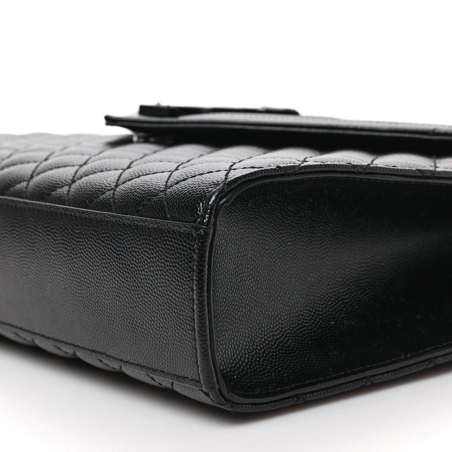 Saint Laurent Grain De Poudre Textured Mixed Matelasse Large Triquilt Monogram Monochrome Satchel Black 8 of 8