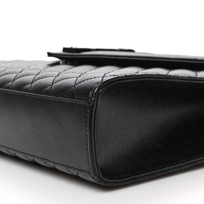 Saint Laurent Grain De Poudre Textured Mixed Matelasse Large Triquilt Monogram Monochrome Satchel Black 8 of 8