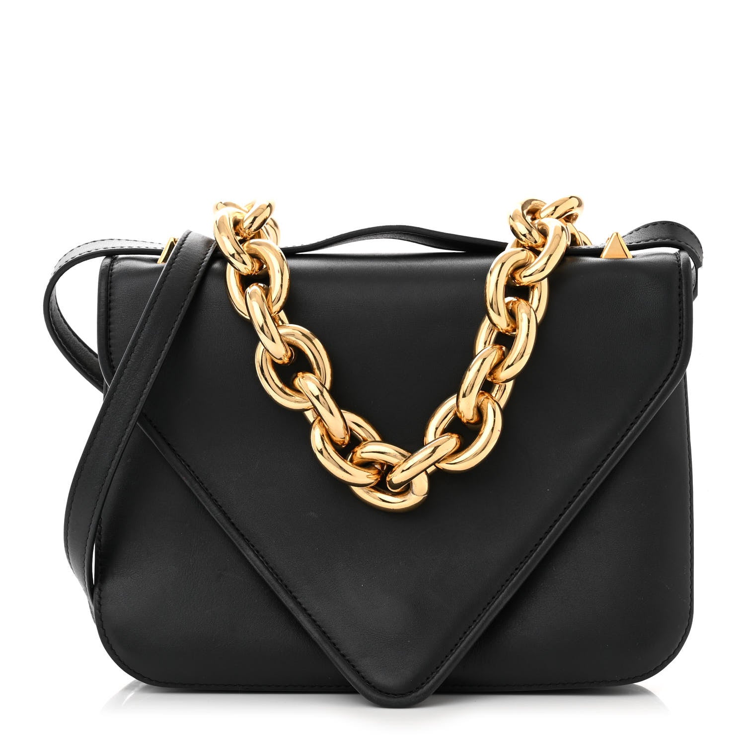 Bottega Veneta BOTTEGA VENETA Calfskin Mount Envelope Bag Black 1 of 9