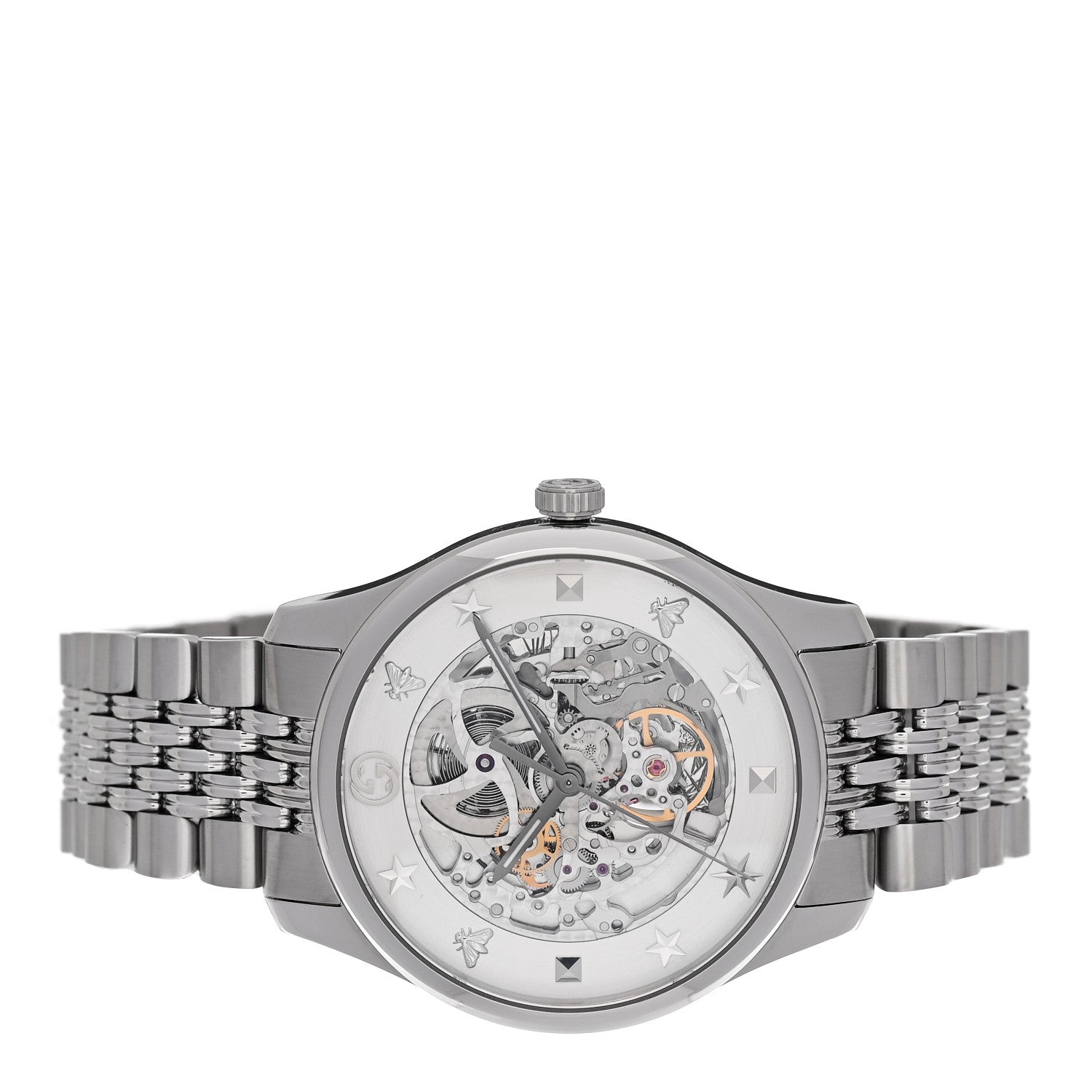 Gucci Stainless Steel 40mm G-Timeless Skeleton Charm Automatic Watch 2 of 5