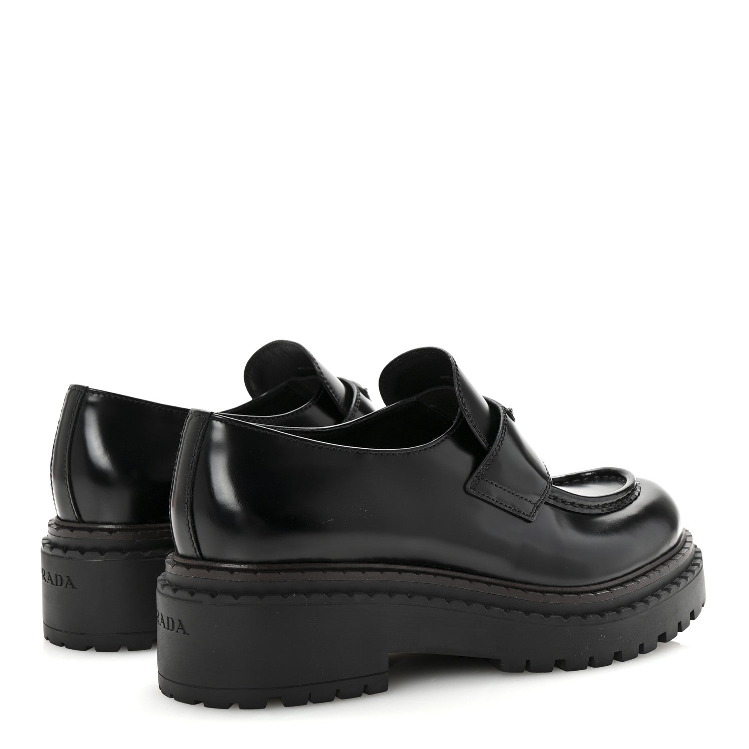 Prada Spazzolato Triangle Logo Monolith Pointy 55mm Loafers 41 Black 5 of 9