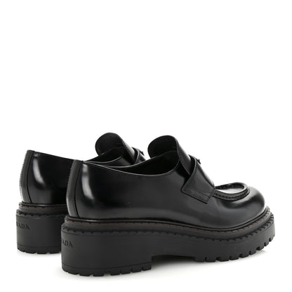 Prada Spazzolato Triangle Logo Monolith Pointy 55mm Loafers 41 Black 5 of 9