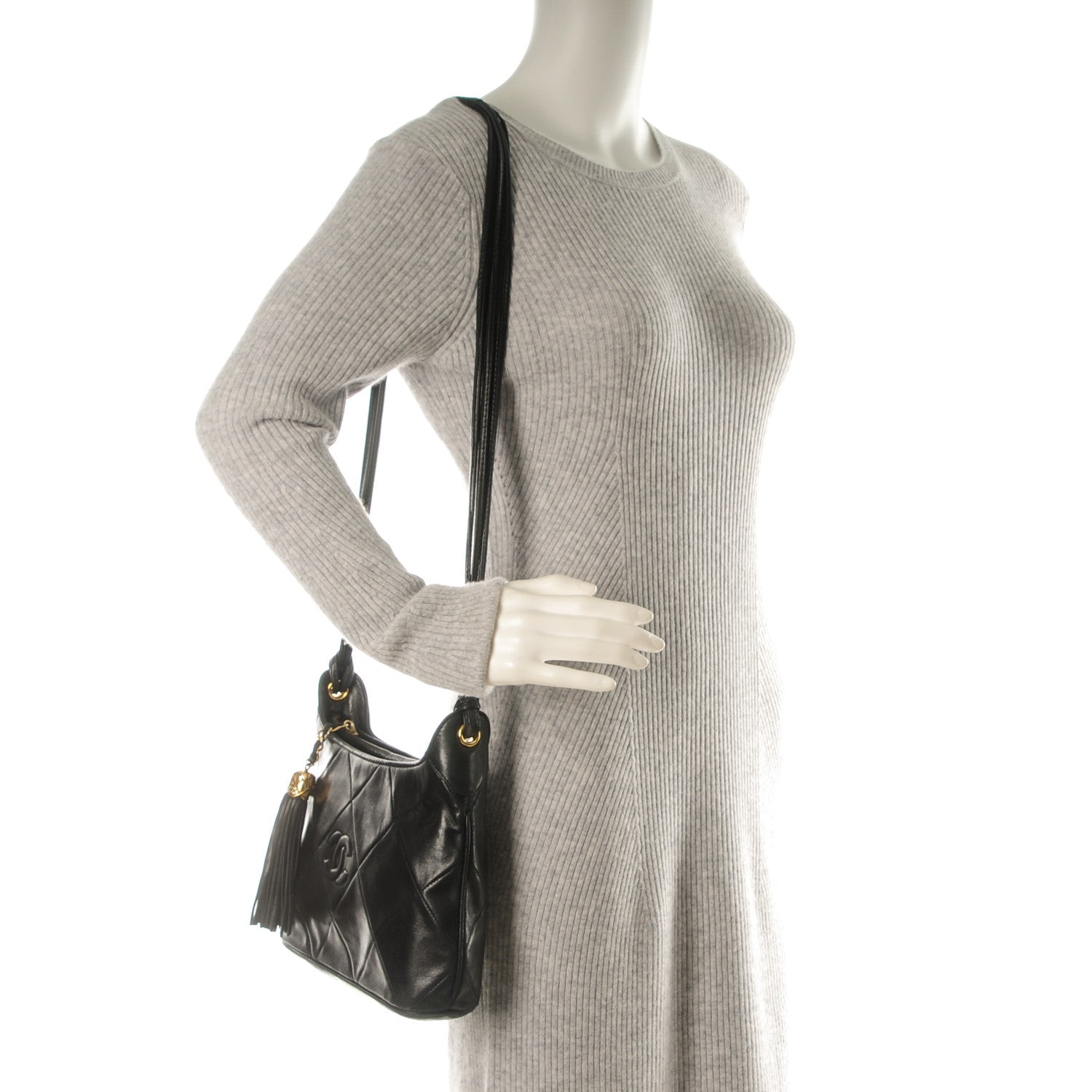Chanel Lambskin Quilted Tassel Bag Black 2 of 8