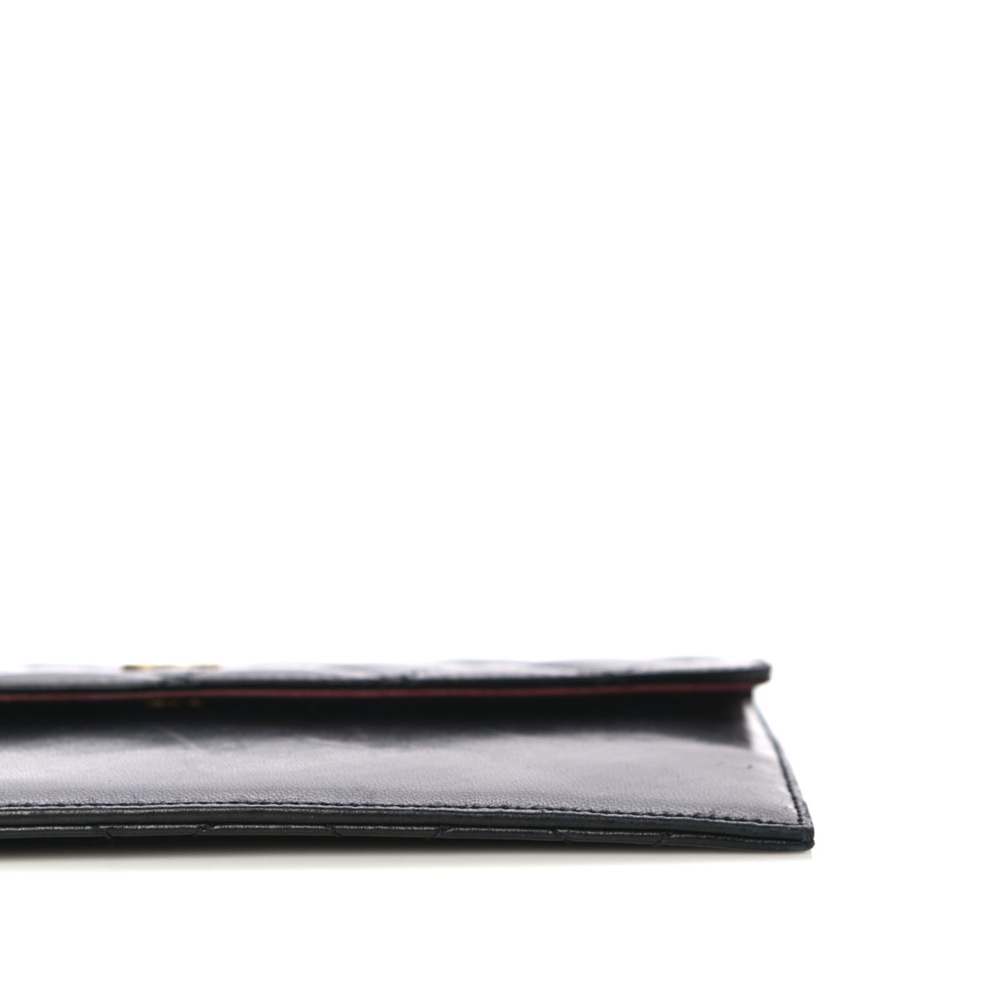 Calfskin Quilted CC Flap Clutch Black
