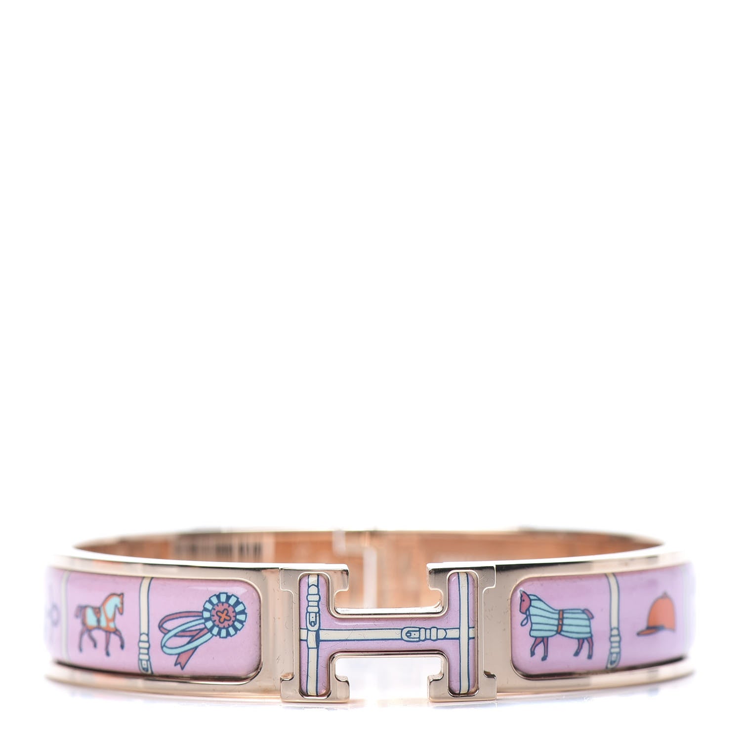 Hermes Enamel Printed Narrow Couvertures et Tenues de Jour Clic Clac H Bracelet PM Color Patch 1 of 6