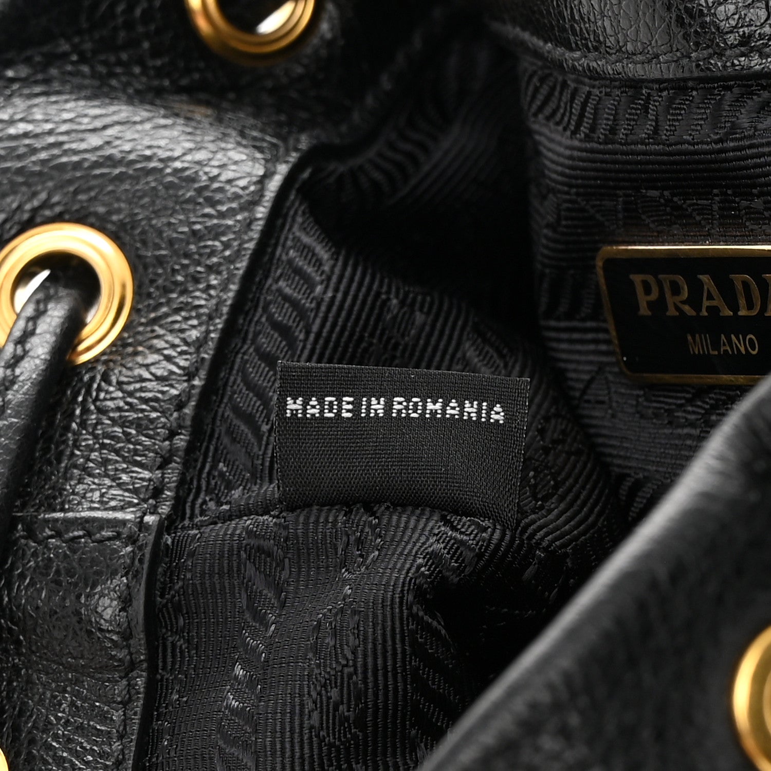 Prada Glace Calfskin Embossed Secchiello Bucket Bag Black 7 of 13