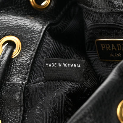 Prada Glace Calfskin Embossed Secchiello Bucket Bag Black 7 of 13