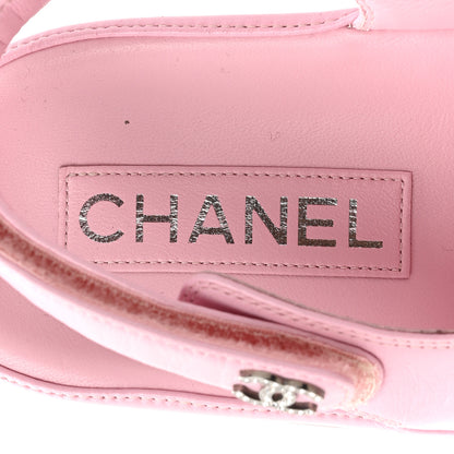 Chanel Lambskin Crystal CC Velcro Dad Sandals 38 Light Pink 8 of 10