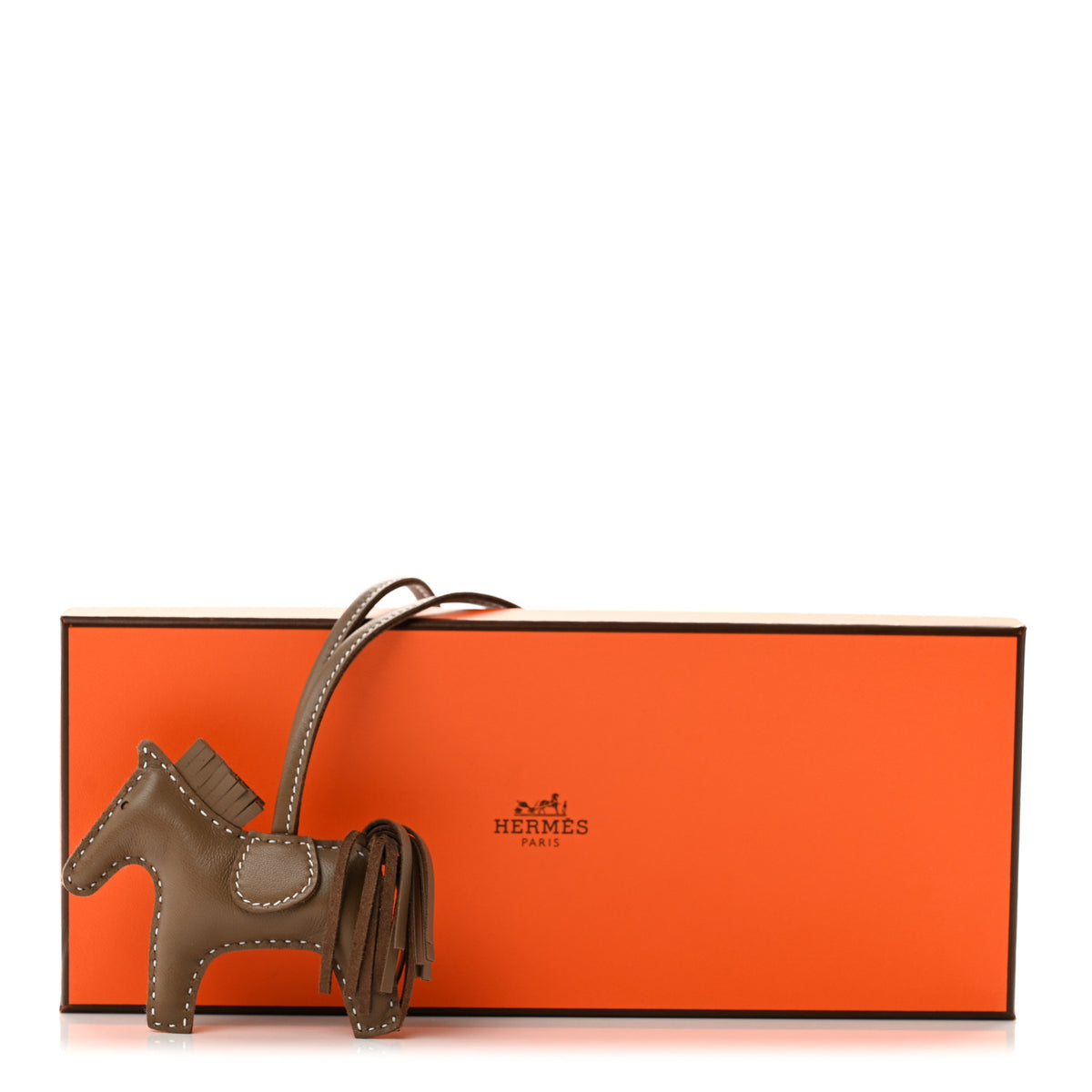 Hermes Milo Lambskin Grigri Rodeo Horse Bag Charm PM Etoupe 4 of 4