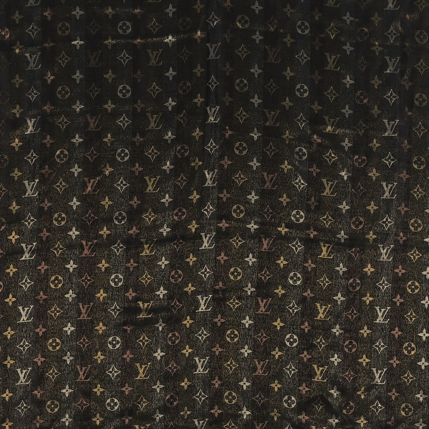 Louis Vuitton Silk Wool Monogram Shine Shawl Black 3 of 4