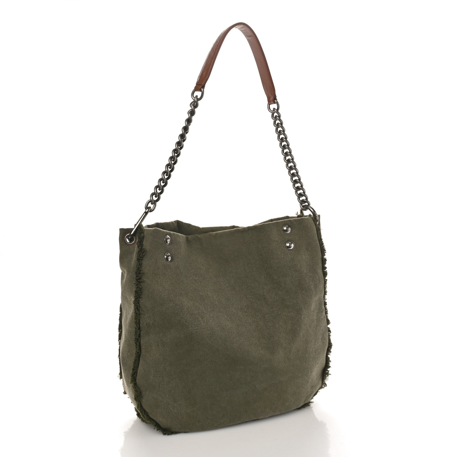 Chanel Canvas Sequins Cubano Trip Hobo Khaki 2 of 10