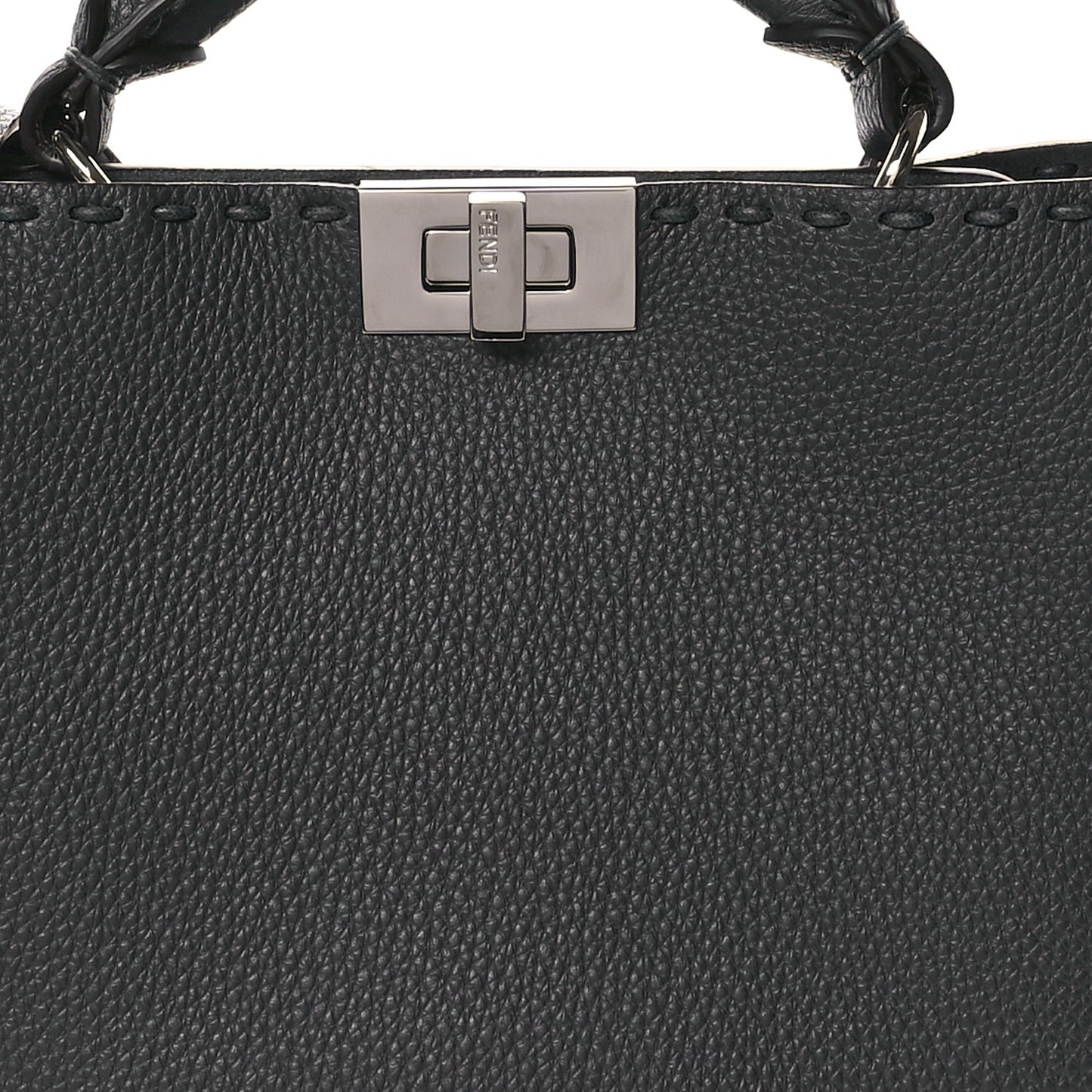 Cuoio Romano Selleria Macro Stitchings Small Peekaboo Carbon Asfalto