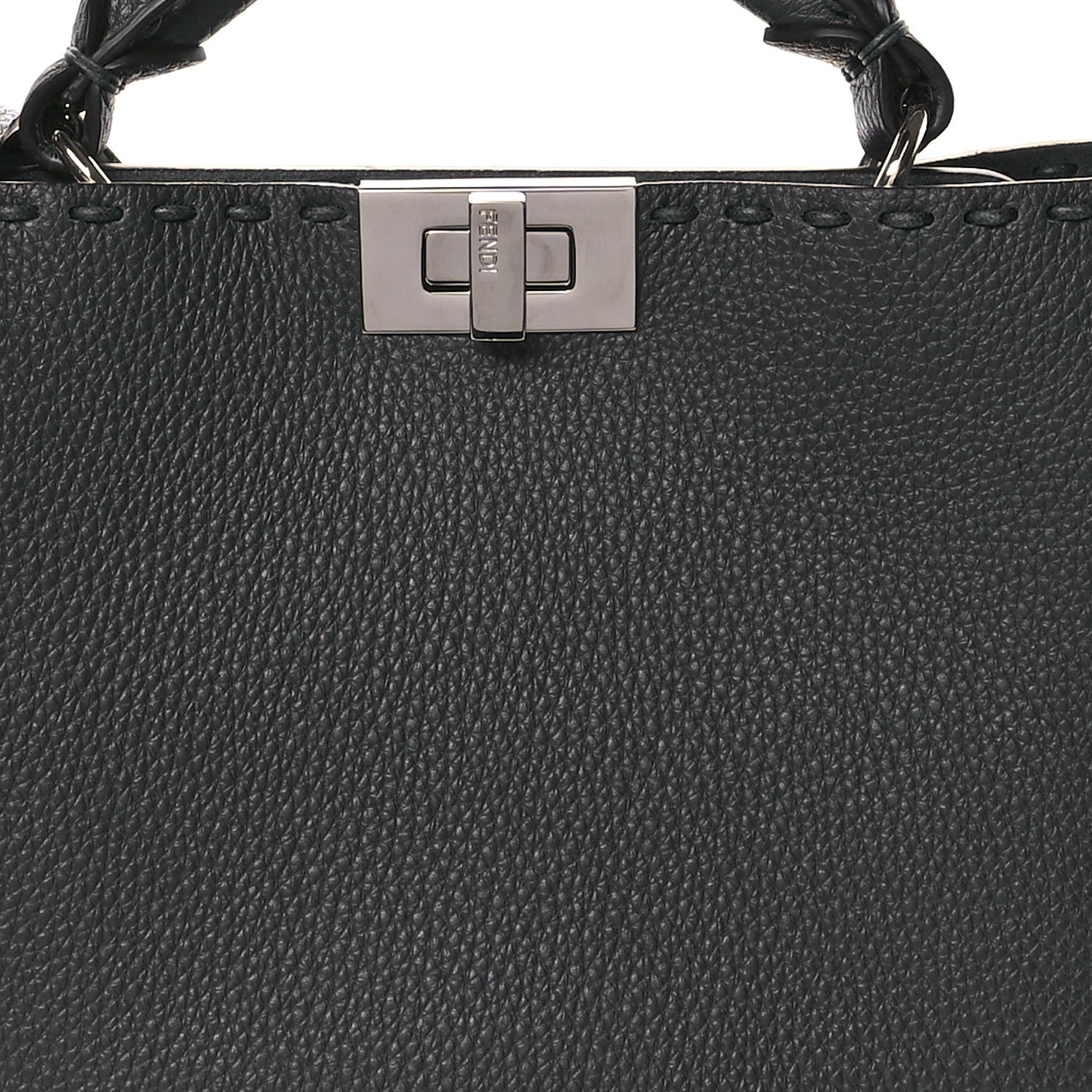Fendi Cuoio Romano Selleria Macro Stitchings Small Peekaboo Carbon Asfalto 7 of 9