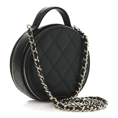 Chanel Caviar Quilted Round Handle With Care Vanity With Chain Black 3 of 12