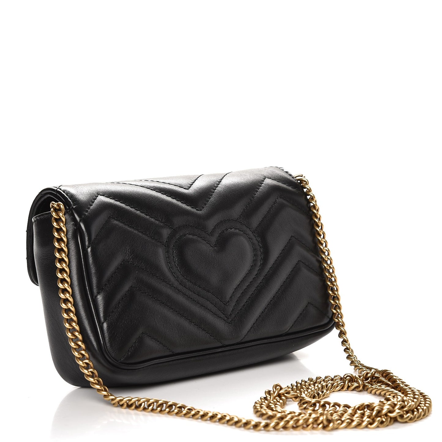 Calfskin Matelasse Super Mini GG Marmont Shoulder Bag Black