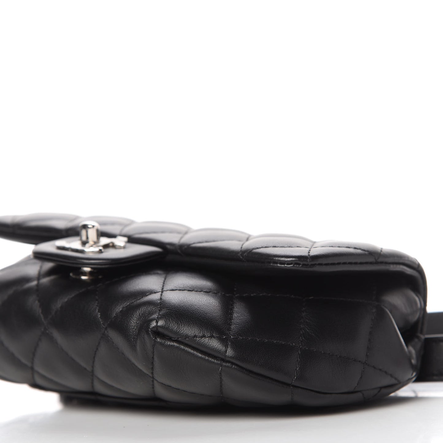 Calfskin Quilted CC Uniform Flap Belt Bag Black