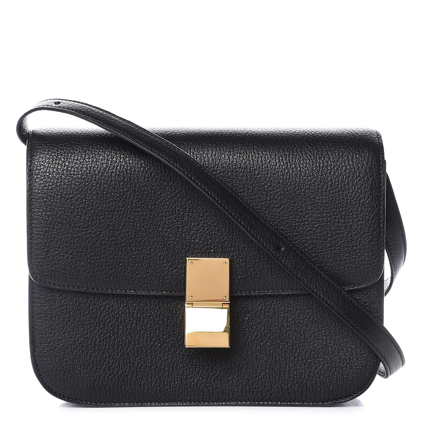 Goatskin Medium Classic Box Flap Bag Black