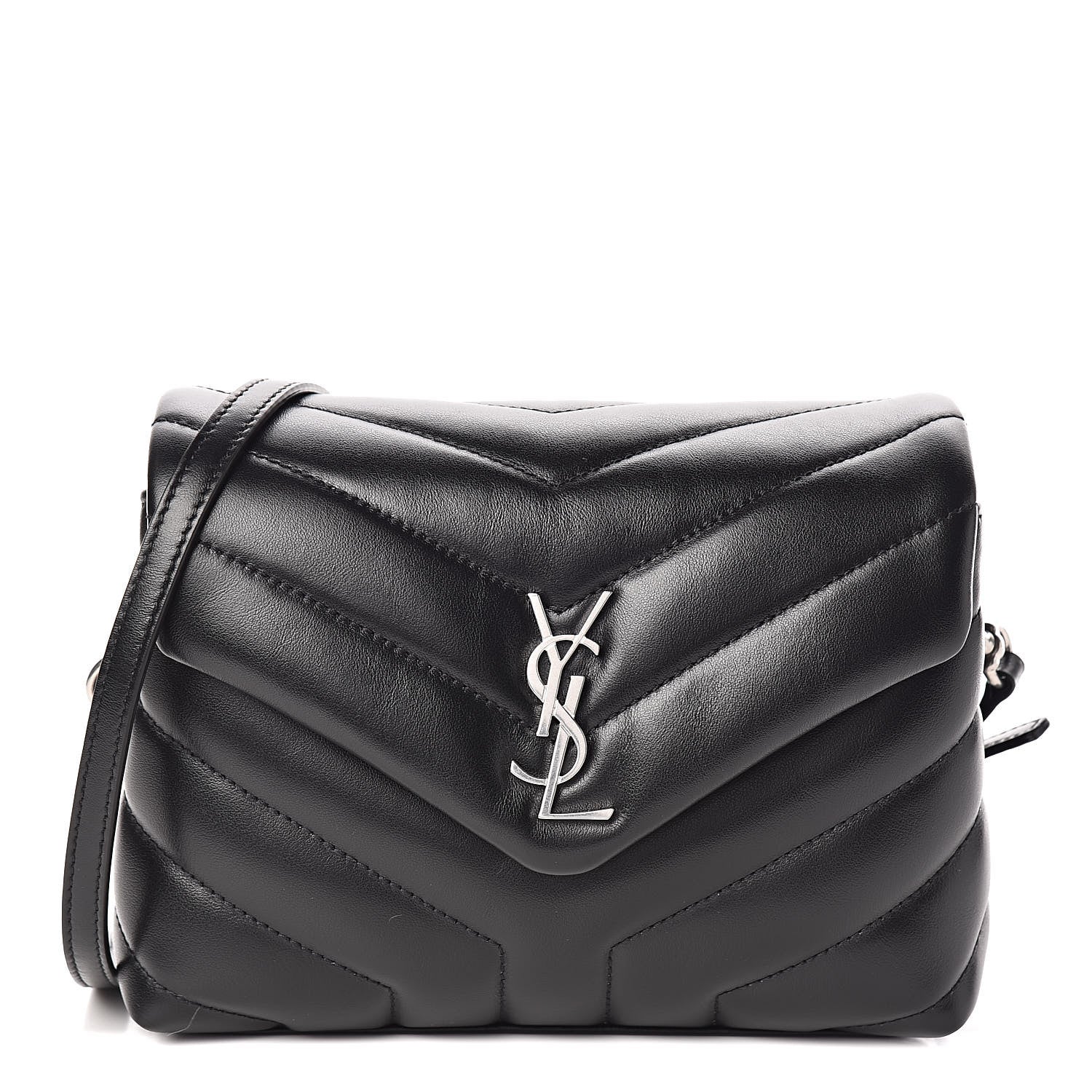 Saint Laurent Calfskin Y Quilted Monogram Toy Loulou Crossbody Bag Black 1 of 11