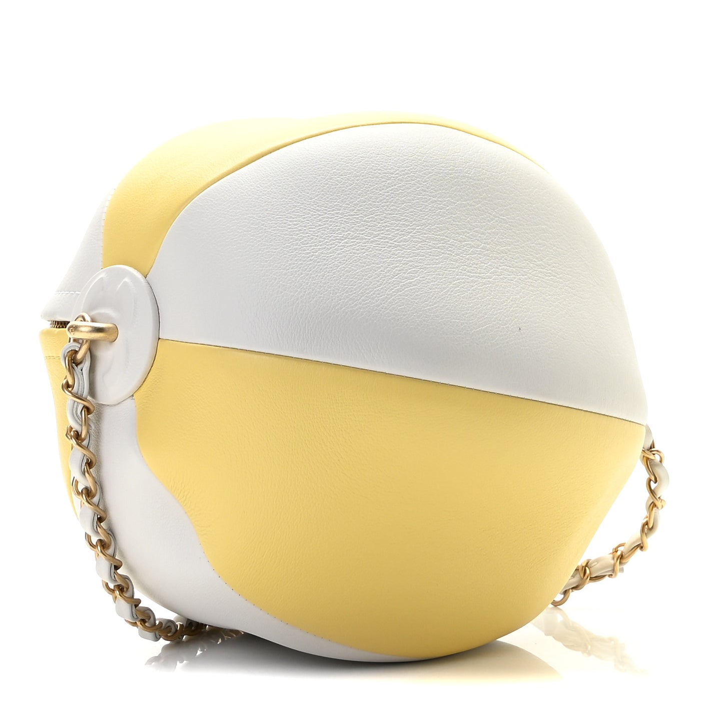 Calfskin Coco Beach Ball Bag White Yellow