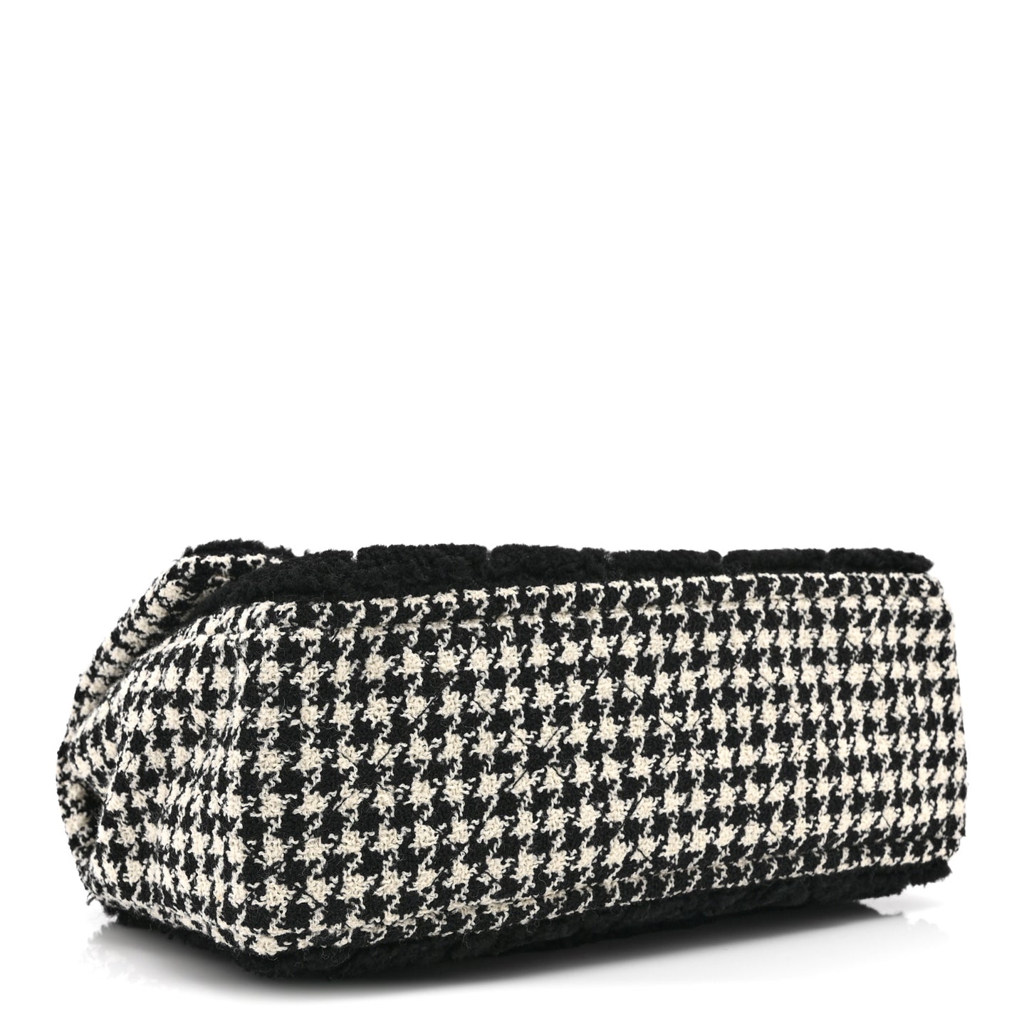Shearling Tweed Jumbo Single Flap Black White
