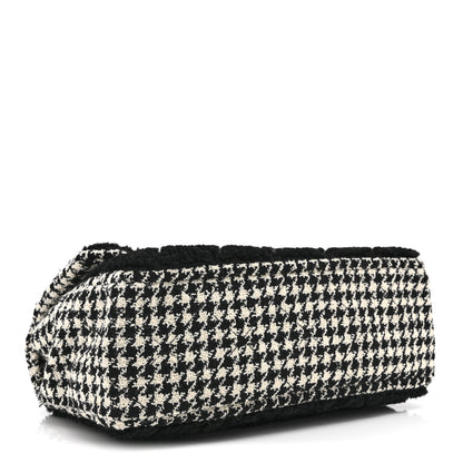 Chanel Shearling Tweed Jumbo Single Flap Black White 4 of 11