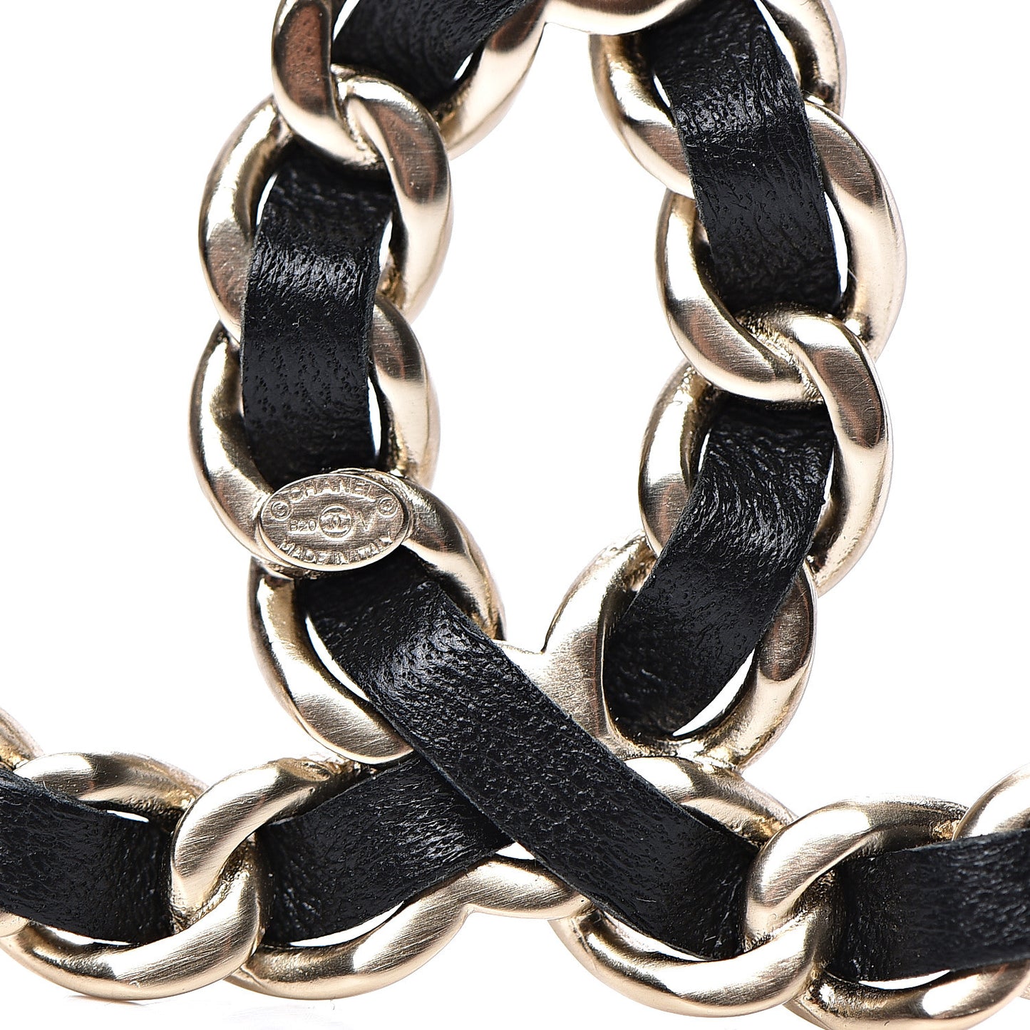 Lambskin Chain CC Brooch Black Gold