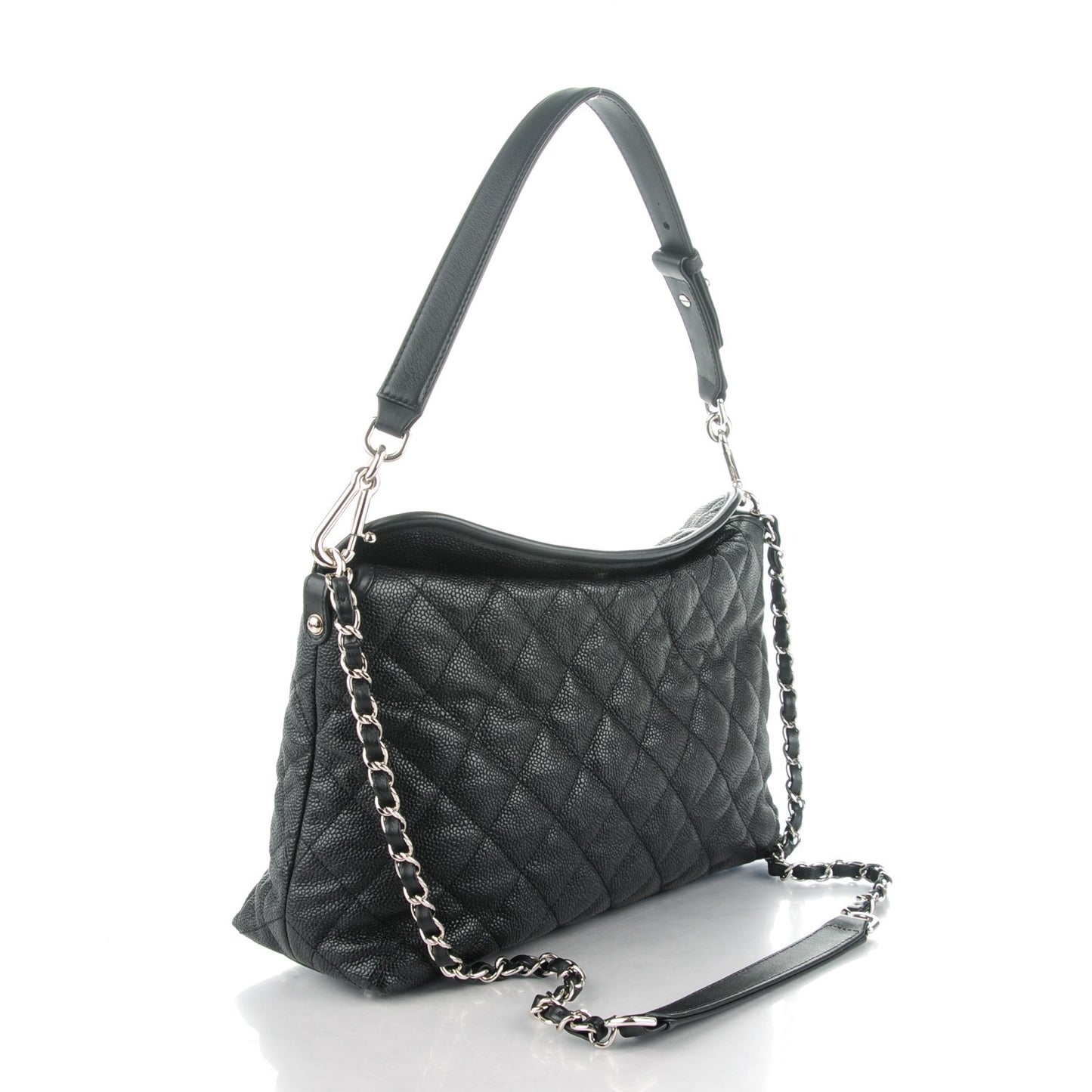 Caviar Quilted French Riviera Hobo Black