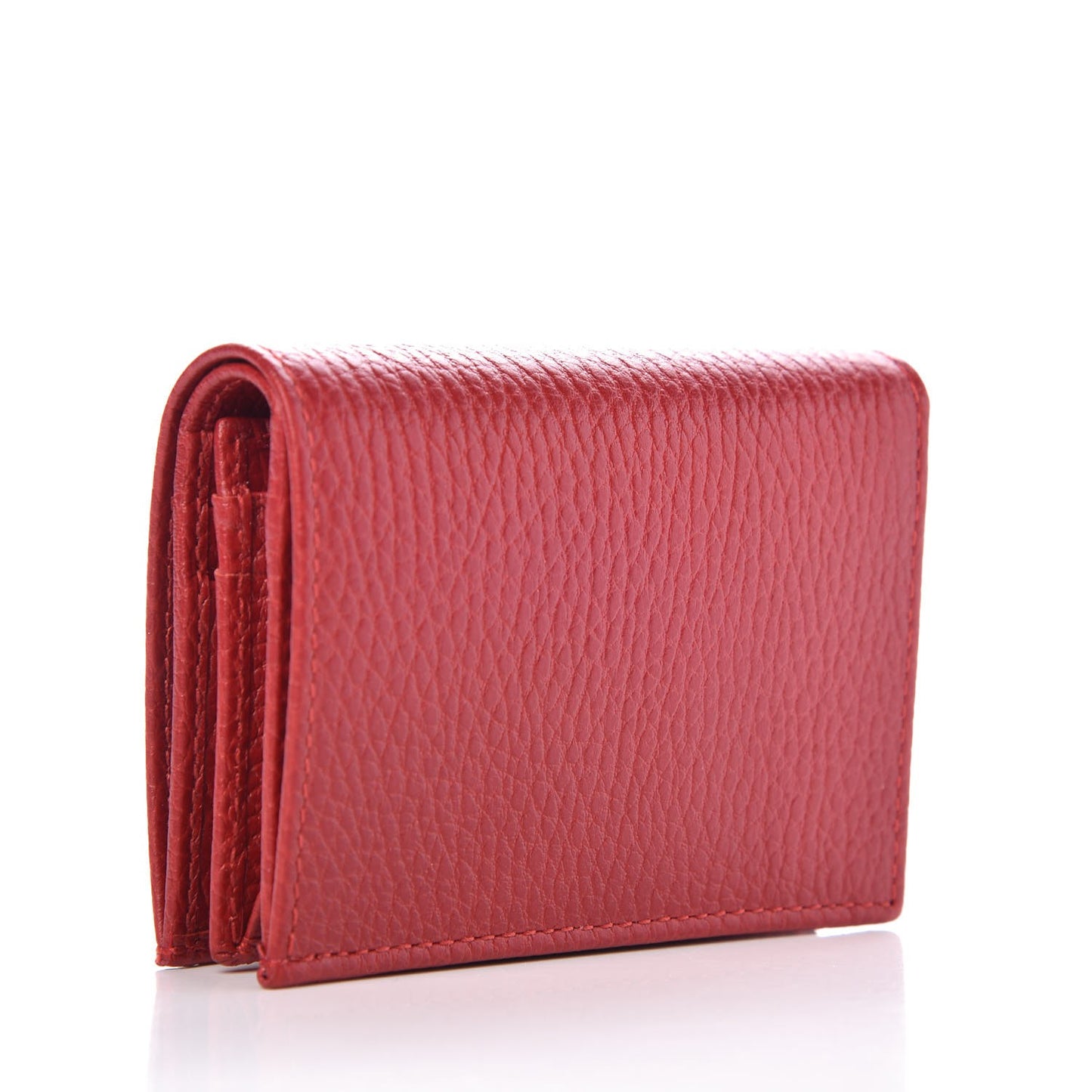 Pebbled Calfskin GG Marmont Card Case Hibiscus Red