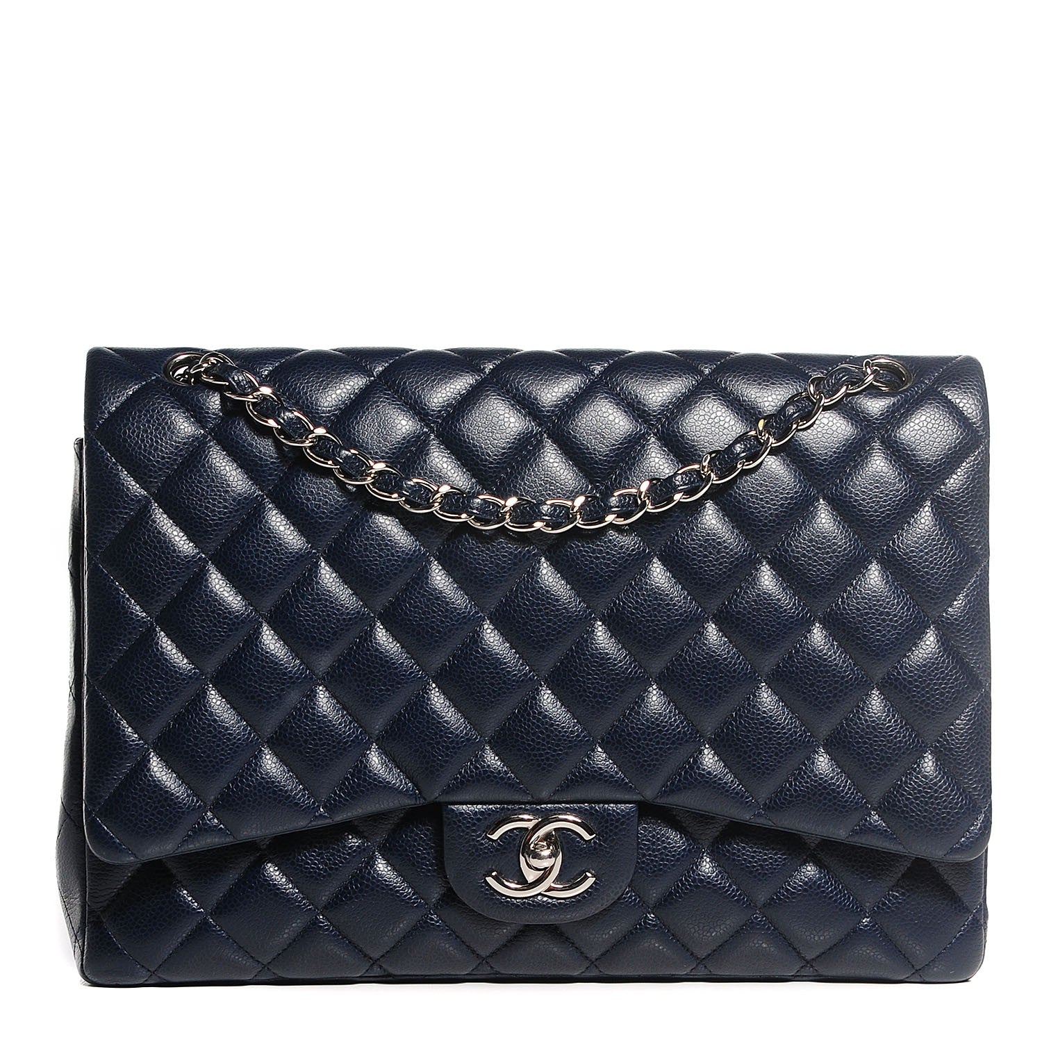 Chanel Caviar Quilted Maxi Double Flap Dark Blue 1 of 9