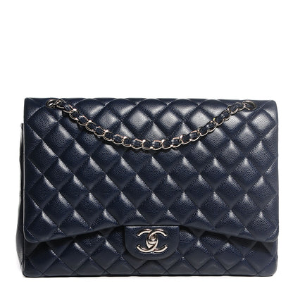 Chanel Caviar Quilted Maxi Double Flap Dark Blue 1 of 9