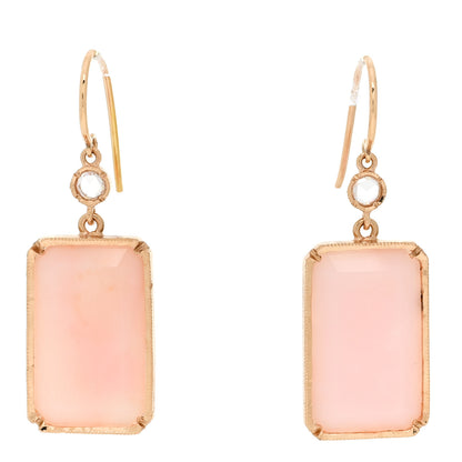 Irene Neuwirth 18K Rose Gold Diamond Pink Opal Rectangular Drop Earrings 1 of 4