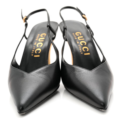Gucci Calfskin Slingback Pumps 38 Black 2 of 9