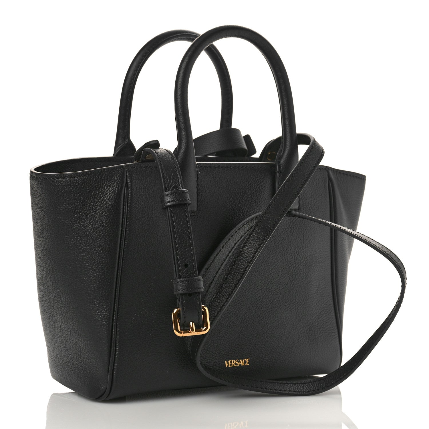 Versace Grained Calfskin Small La Medusa Chain Convertible Tote Black 2 of 8