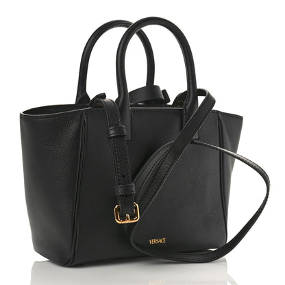 Versace Grained Calfskin Small La Medusa Chain Convertible Tote Black 2 of 8