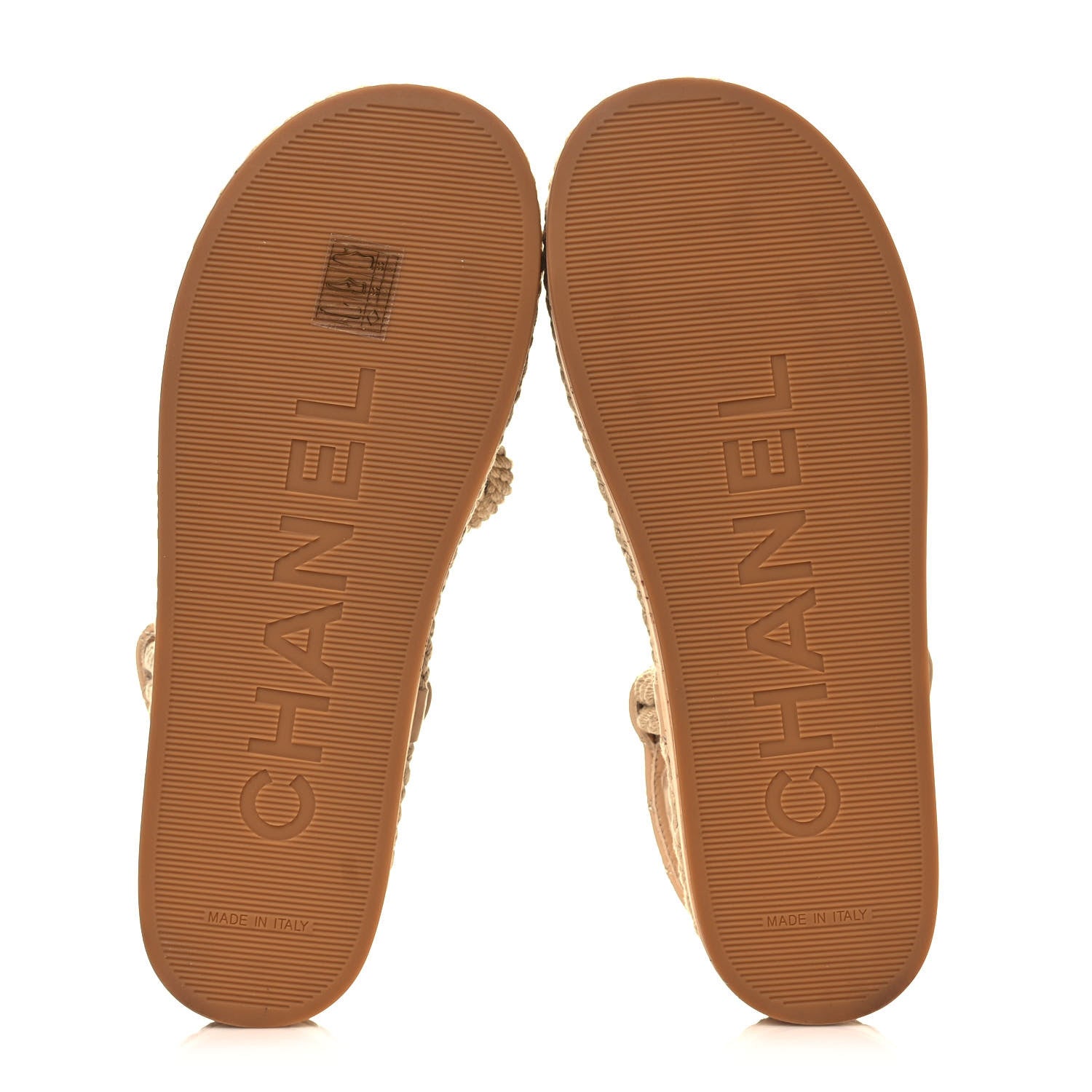 Chanel Cord Lambskin Quilted Logo Sandals 39 Beige 5 of 9