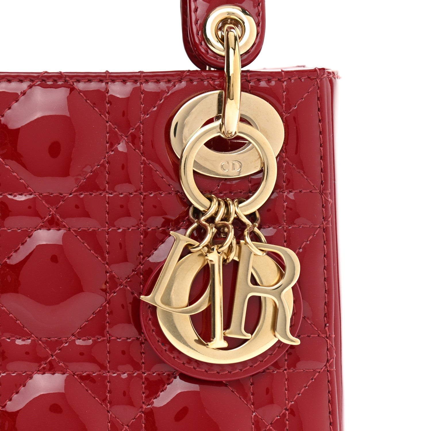 Christian Dior Patent Cannage Mini Lady Dior Red 8 of 12