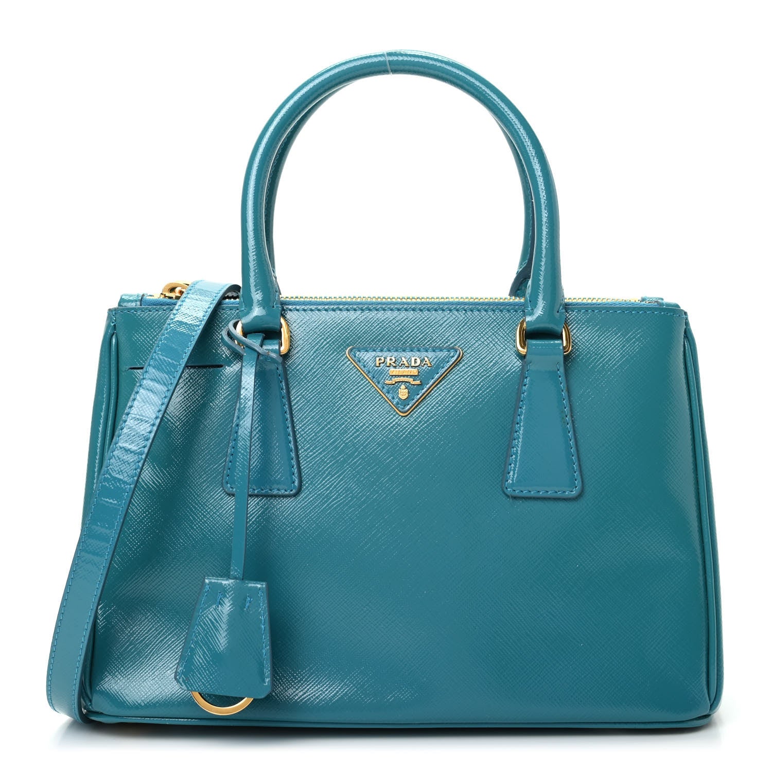 Prada Saffiano Vernice Mini Galleria Double Zip Tote Voyage 1 of 9